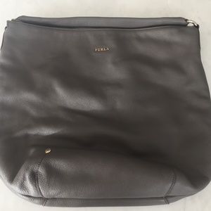 Furla Gray Leather Hobo Purse